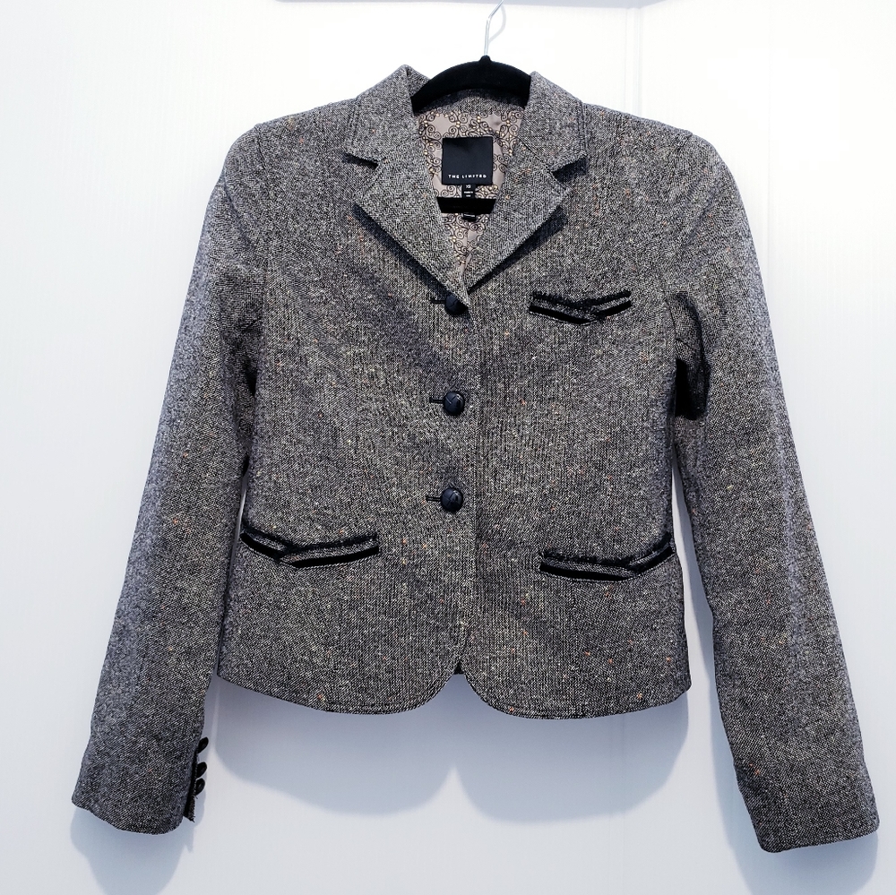 The Limited Three Buttons Tweed Wool Blazer Xs
